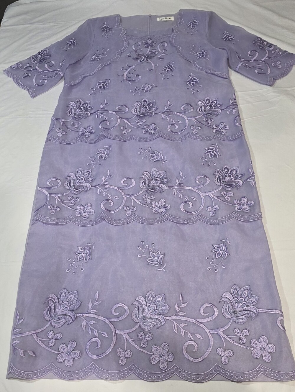 Lisa Rene Sz 18W Vintage Lavender Maxi Dress Intricate Embroidery Mother Bride